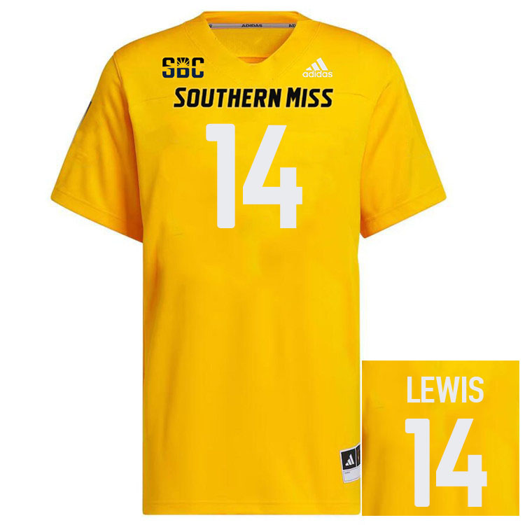 Southern Miss Golden Eagles #14 Jameer Lewis Jersey Football Uniforms-Gold